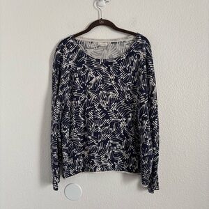 Garnet Hill Women's Size Large Blue Silk Blend Lightweight Sweater